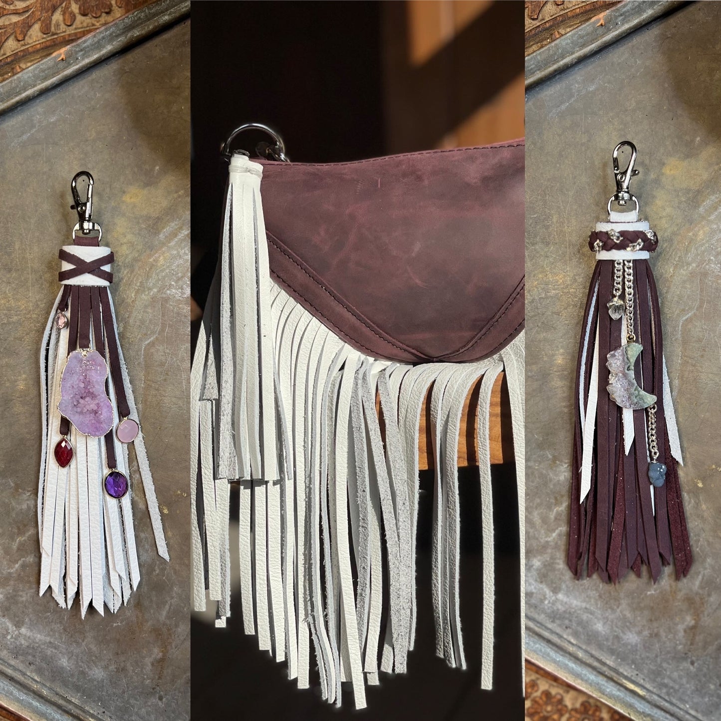 Purple & White Cowhide Radley - Silver Hardware