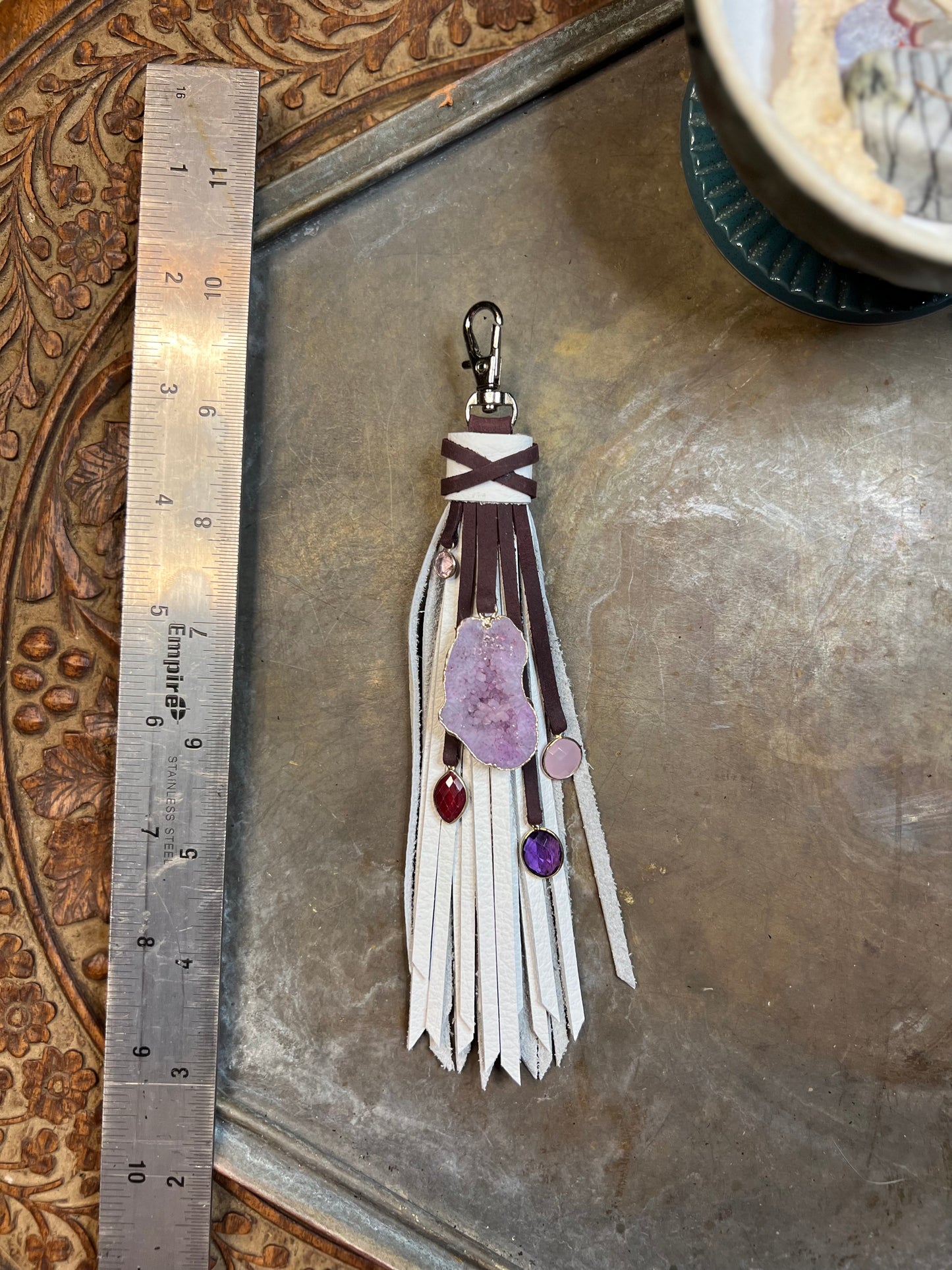 Purple & White Cowhide Radley - Silver Hardware