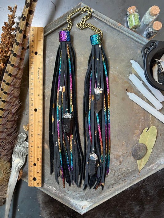 Black Gold-Star/Sparkle Rainbow - 12" - Chain Double Tassel