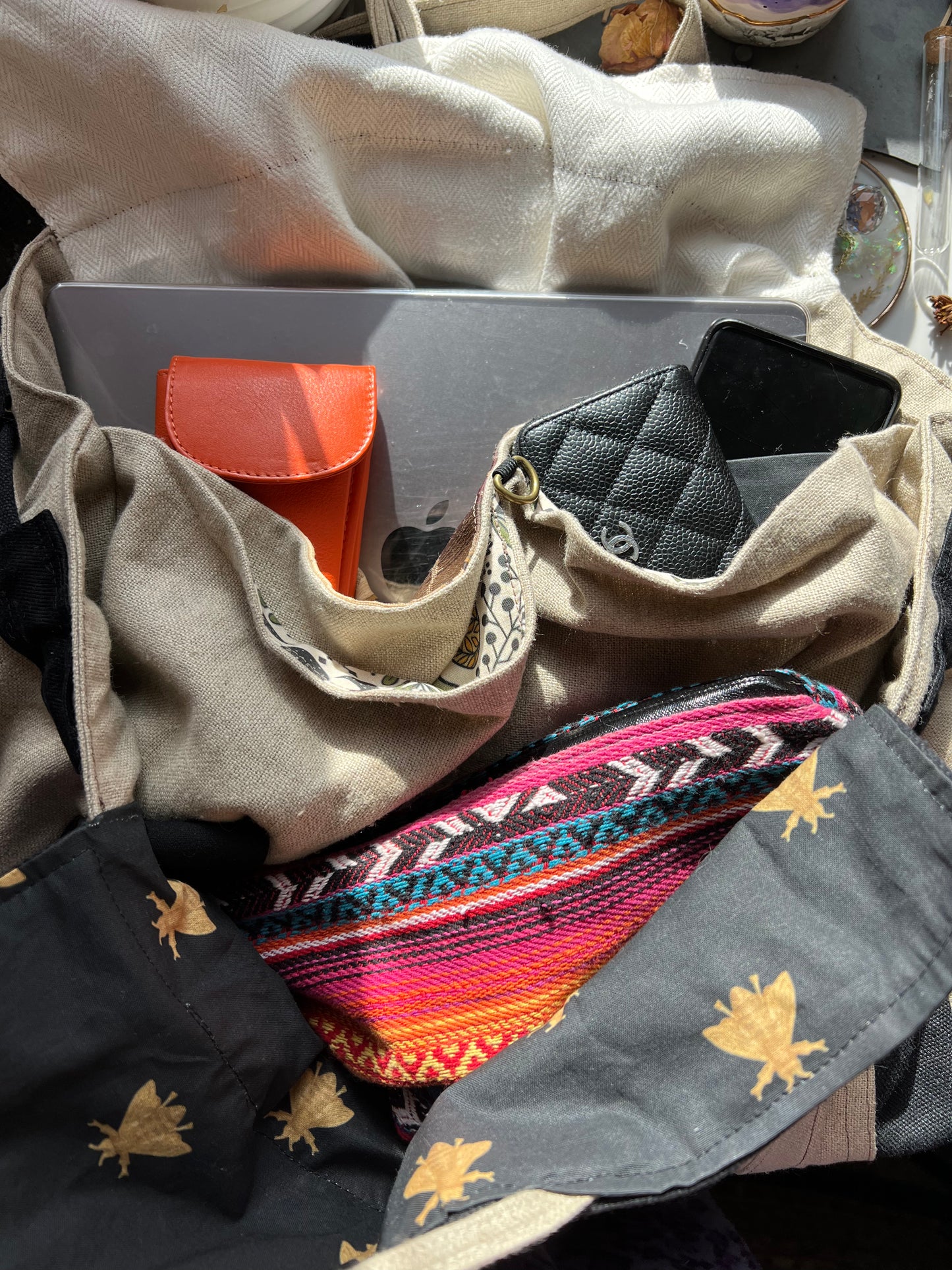 Black and Natural Hemp Passenger Travel Bag